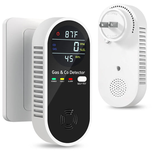Smart Home Guardian Air & Temp Monitor 5-in-1 Portable Detector with Natural Gas Detection Temperature Humidity Sensors High-Definition Display Accurate Alerts Summervibes