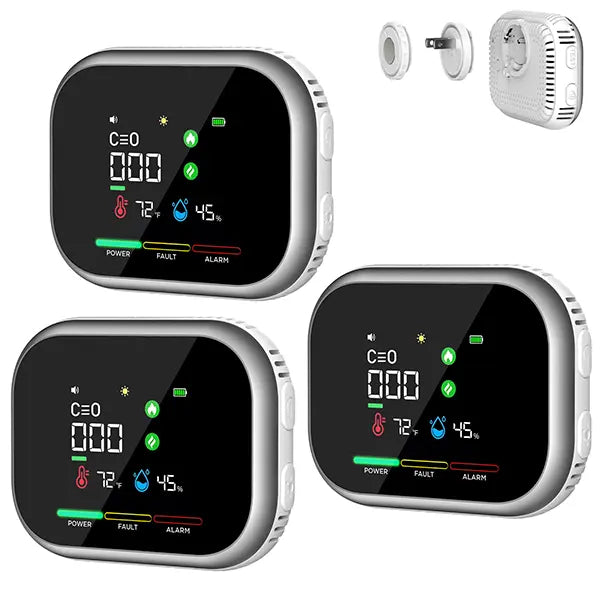 6-in-1 Portable Detector with Natural Gas & Temperature Humidity Sensors Plug-and-Play Design High-Definition Display Accurate Alerts Ideal for Kitchen Garage RVs Apartments